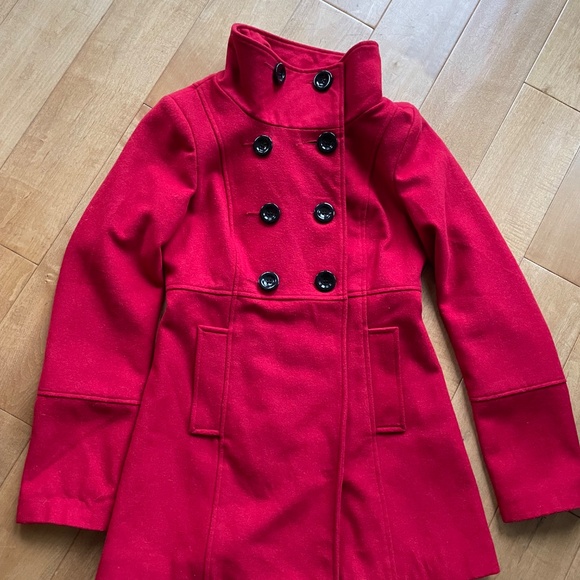 Dynamite Red Wool Pea Coat Size Small - Picture 1 of 13